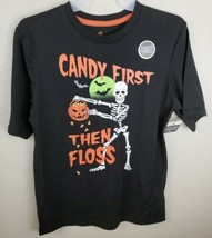 Boy&#39;s Halloween Candy First Skeleton Black Short Sleeve T-Shirt Size XL NWT - £7.00 GBP