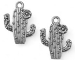 10 pcs Southwestern Cactus Silver Charms Pendants Bead Drops Findings 20... - $4.99