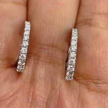 1.50Ct Round Cut Lab-Created Diamond Hoop Earrings 14K White Gold Plated Silver - £97.75 GBP