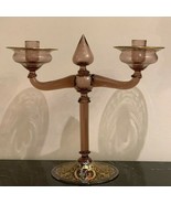 Murano Venetian Blown Glass Enamel Decorated 2-Arm Candlestick 11.5&quot; Tal... - £232.79 GBP