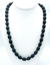 Vintage TRIFARI Black Oval Beaded Lucite Strand Necklace 24&quot; - £19.05 GBP