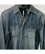 Blue Jean Denim Shirt Women Medium Long Sleeve Button Front Jacket Old Navy - £22.80 GBP