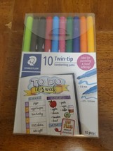Staedtler Mars Double End Brush Pens 3.0mm/0.5-0.8mm Tips 10/Pk Lettering - $146.40 MXN