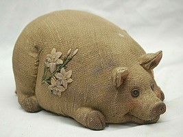 Burlap Resin Pig Display Figurine Country Home Farm Barn Decor - $29.69