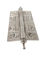 Lot of 6.4&quot; Vintage Solid Brass Door Hinges with Batik Flower Detail Eng... - $43.00+