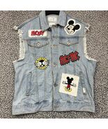Disney Mickey Mouse Denim Vest Women Small Rock band AC/DC Chocoolate Adult S - $1,245.78 CAD
