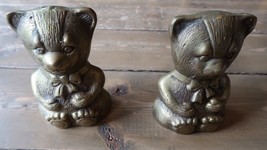 Vintage Solid Brass Teddy Bear 5.25&quot; Bookends - $29.69