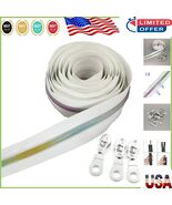 10 Yards of Premium White Nylon Coil Zippers with Silver Pull Sliders fo... - $35.86 CAD