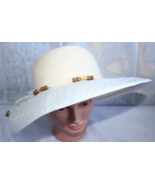 Preston Of York Women&#39;s White Tan Floppy Brim Hat One Size - $17.99