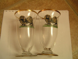 Very Rare And Collectable Shih Tzu Dog Gold Leaf Water Glasses - £10.08 GBP