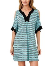 ELLEN TRACY Womens Sleepwear Printed Cold Shoulder Short Caftan, Ivry/Bl... - $47.52