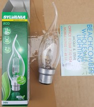 12 X CLEAR Candle light bulbs 18 WATT HALOGEN  BENT TIP BY SYLVANIA  Bay... - £13.58 GBP