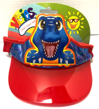 Kids Red T REX Dinosaur Clear Adjustable Visor Hat NEW - £10.12 GBP