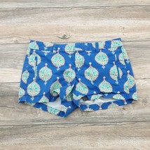 JCP Womens Size 8 Shorts Soft Cotton Blue Print Casual 9&quot; Rise Indian Design - £11.78 GBP