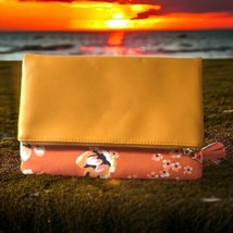 Rachel Pally Clutch Zahara Folding Floral Envelope Orange Blossom Vegan Leather  - £15.63 GBP