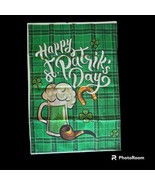 St Patrick&#39;s Day Green Plaid 28x40 Flag Burlap Beer Pipe Horseshoe Shamr... - £9.35 GBP