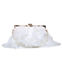 Fashion  Beading Women Handbag Ladies Clutch Party Evening Bags Real Feathers Ch - £42.06 GBP