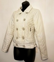 Dollhouse White Jacket Quilted Puffer PeaCoat Small Double Breasted Ligh... - $24.74
