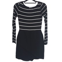 Bailey 44 Dress S Womens Black White Striped Long Sleeve Pullover Above Knee - £20.48 GBP