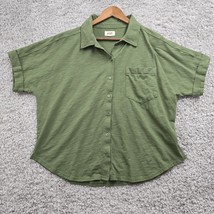 Pact Shirt Womens Large Green Button Up Short Sleeve Organic Cotton READ - $18.76