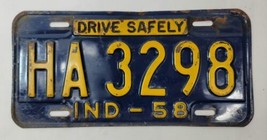 Vintage 1958 Indiana Blue Passenger License Plate - $27.23