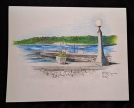 Original Signed Beverly Ellstrand Color Sketch Egg Harbor - Door  County, WI. - £36.83 GBP