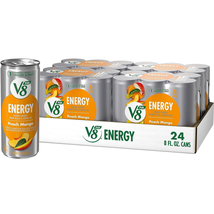 V8 +ENERGY Peach Mango Energy Drink Made with Real 8 Fl Oz (Pack of 24) - £20.89 GBP