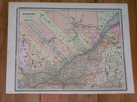 1893 Antique Map Of Quebec / Verso Nova Scotia New Brunswick Canada - £15.47 GBP