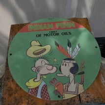 Vintage 1967 Indian Penn Chief Of Motor Oils Porcelain Gas &amp; Oil Man Cave Sign  - £116.33 GBP