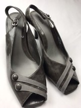 East 5 Th Heels Charcoal Gray Back Strap Dress Shoes Sz 10 - £11.95 GBP