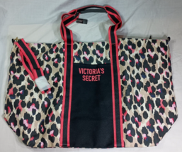 NWT Victoria&#39;s Secret Pink and Cheetah Print Weekender Tote Bag Large Bag - £19.40 GBP