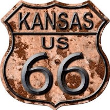 Kansas Route 66 Rusty Metal Novelty Highway Shield HS-489 - £17.52 GBP