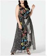 Calvin Klein Sleeveless Mixed-Print Patchwork Floral V-Neck Maxi Dress B... - £32.66 GBP