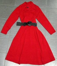 R&amp;K Originals Red Sweater Dress &amp; Belt Holiday Christmas Cocktail Party Size S - £59.94 GBP