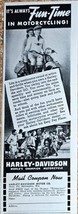 1941 HARLEY-DAVIDSON - FUN TIME MOTORCYCLING! Worlds Champion VTG Print ... - $12.03