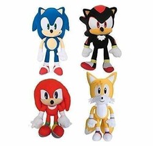 Sonic the Hedgehog Plush Sega Toy Set of 4 Knuckles Shadow Tails 12&quot; Cute Dolls - £36.34 GBP