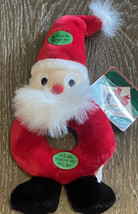 Vintage Kyjen Plush Puppies Santa Claus Dog Toy Plush Squeaks Rattles Tug Ring - £9.77 GBP