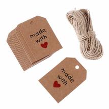 50PCS DIY Wrapping Supplies Gift Wrapping Made with Love Kraft Tag Valentine&#39;s D - $14.82