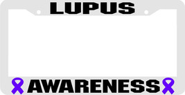 Lupus Awareness purple ribbon WHITE PLASTIC License Plate Frame - £4.54 GBP