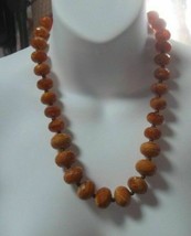 Vintage AVON Brownish/Orange Faceted Plastic Graduated Beads Necklace - £16.88 GBP