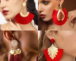 Tassel dangle drop earrings for women statement wedding red fringe female earrings thumb155 crop