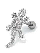 Lizard Cartilage Tragus Bar Earring CZ 16 gauge (1.2mm) Piercing Body Jewellery - £5.49 GBP