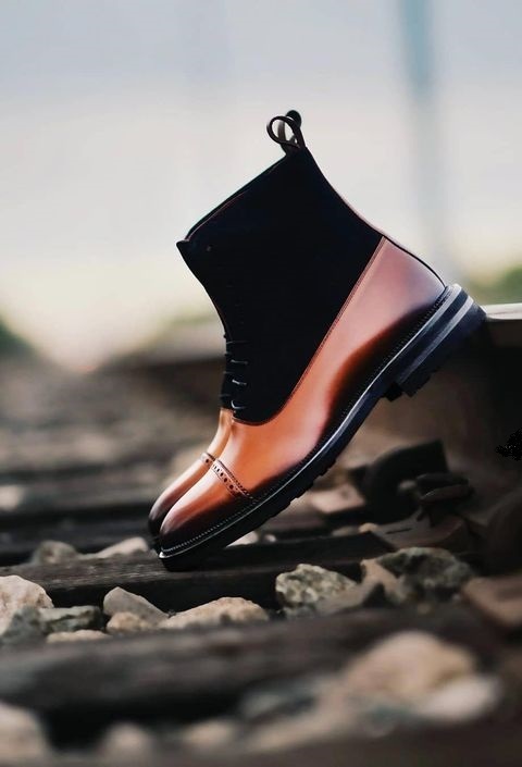 New Handmade men black and brown high ankle boots for men, men's leather boots