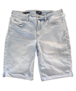 NYDJ Cuffed Shorts Size 8 Womens Bermuda Mid Rise Light Wash Denim Blue - $24.74