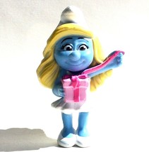 SMURF 2 Smurfette Birthday toy figure PEYO 2013 McDonald&#39;s Happy Meal pink gift - $7.99