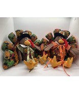 Vintage 1998 Turkey fabric stuffed animals decorations Thanksgiving deco... - £14.76 GBP