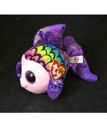 TY Beanie Boo FLIPPY Fish Plush Rainbow Purple Glitter Eyes 6" NWT - $6.88