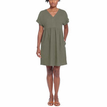 Briggs Womens V-neck Linen Blend Dress,Olive,X-Small - £43.21 GBP
