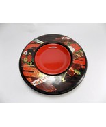 VINTAGE FAUX LACQUER WARE COVERED SERVING DISH PLATE SET ORIENTAL ART DE... - €16,33 EUR
