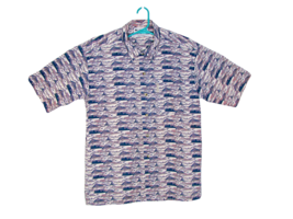Mens Columbia Multicolor Fish Print Short Sleeve Button-Up Shirt Size Medium - £18.24 GBP